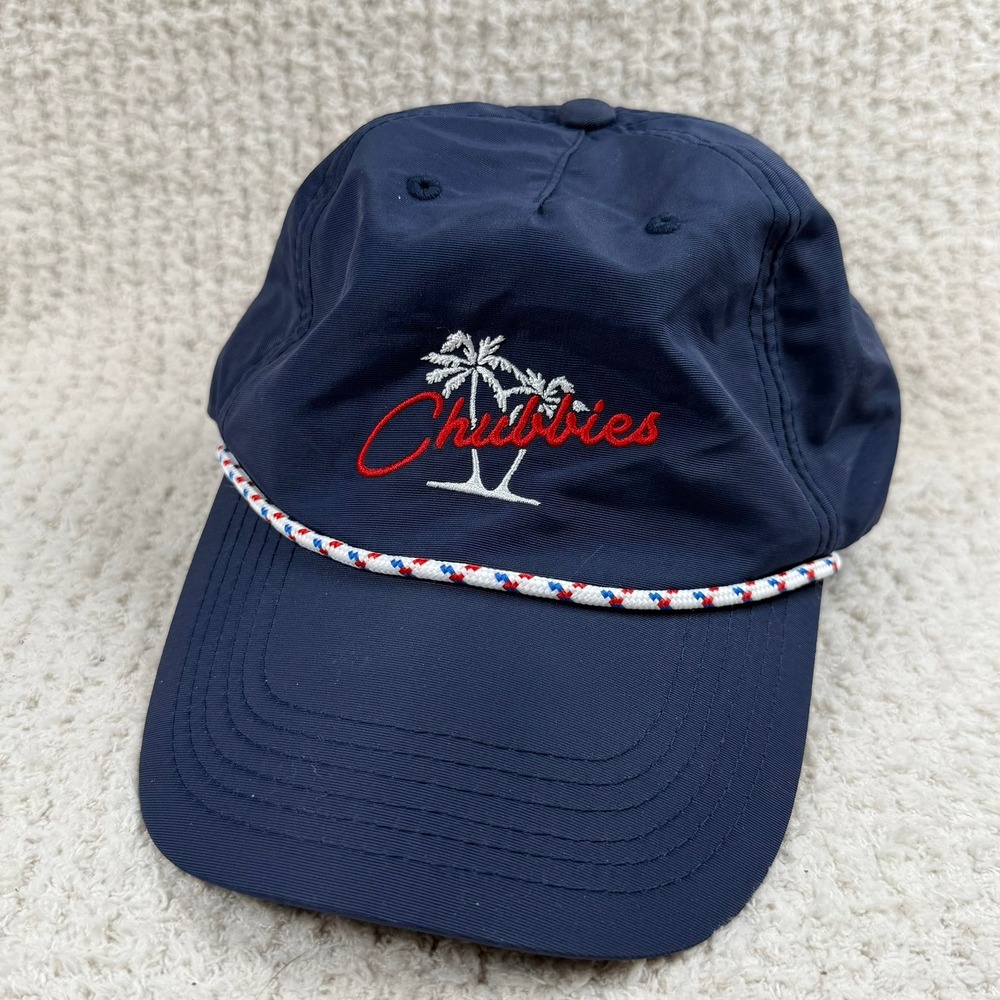 Chubbies Navy Blue Nylon Rope Hat Palm Tree‎ Logo Adjustable Strap Cap